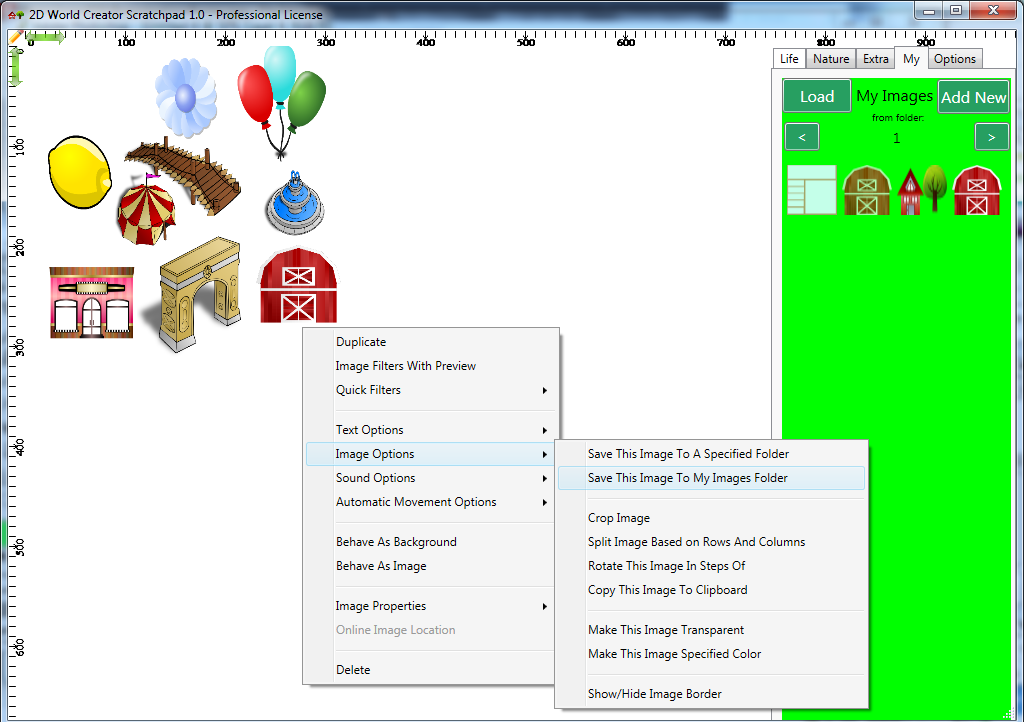My Images Screen - Add image to the My Images section