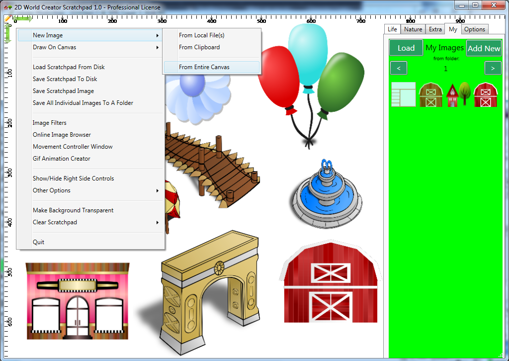 My Images Screen - Create new images from entire canvas