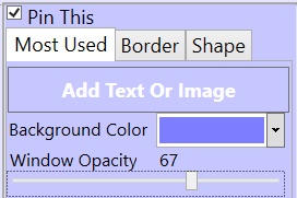 Setting window transparency using the opacity slider