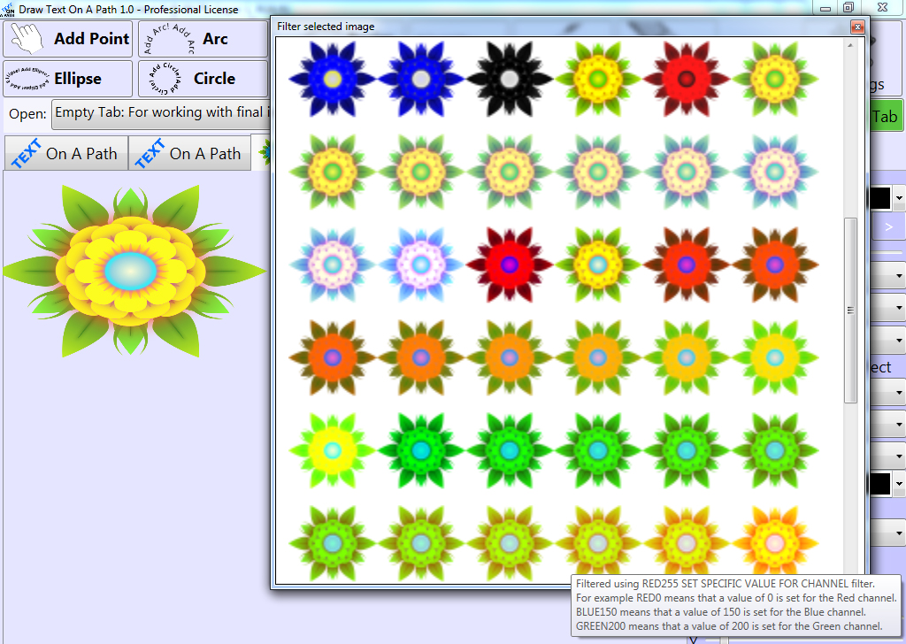 Image Filters With Preview In Draw Text On A Path
