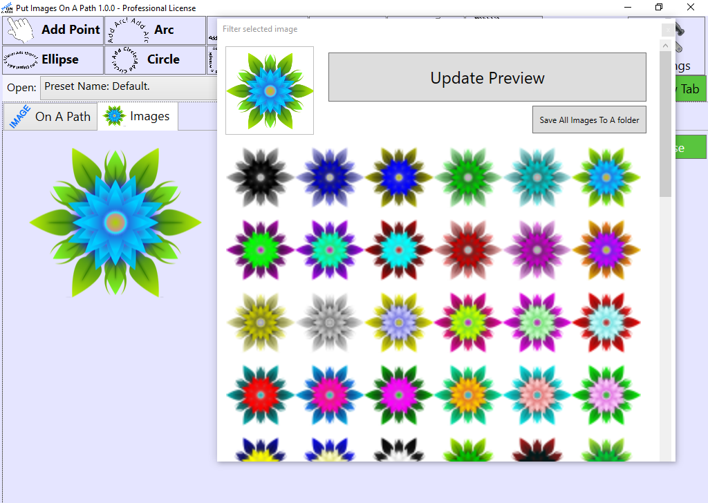 Image Filters With Preview In Put Images On A Path