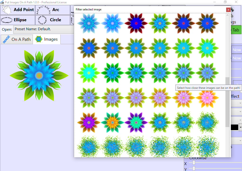 Image Filters With Preview In Put Images On A Path
