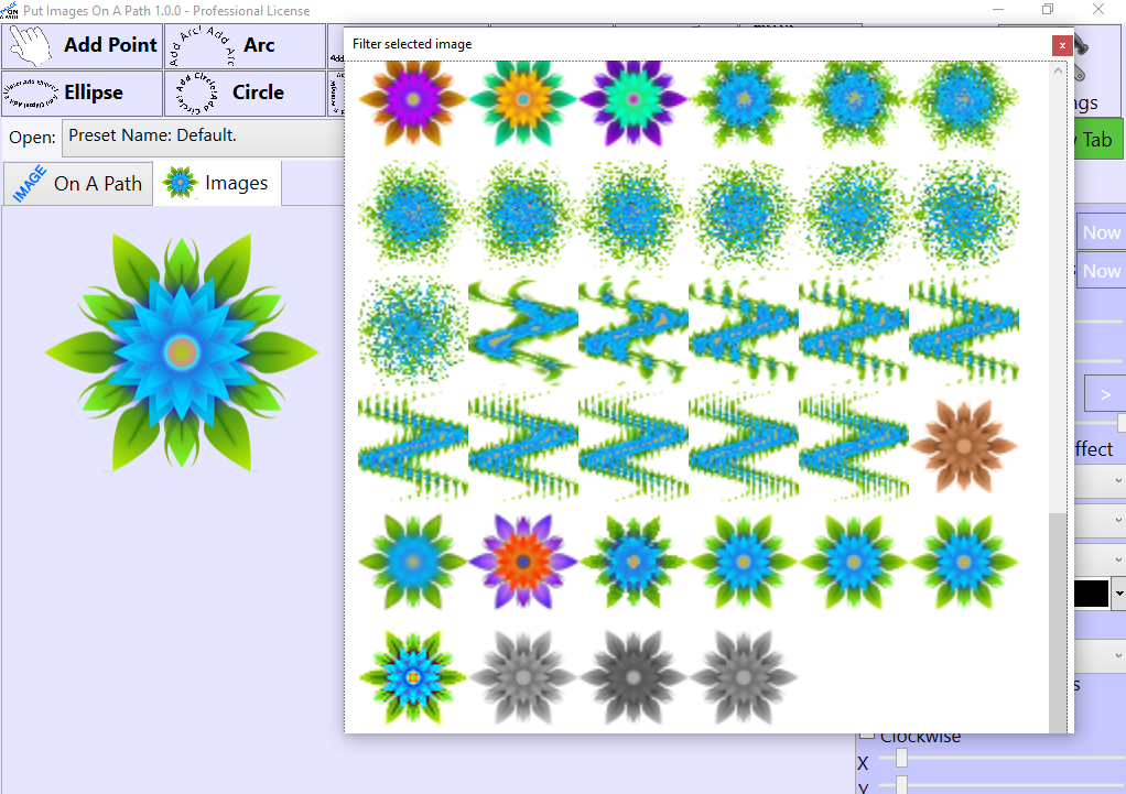 Image Filters With Preview In Put Images On A Path